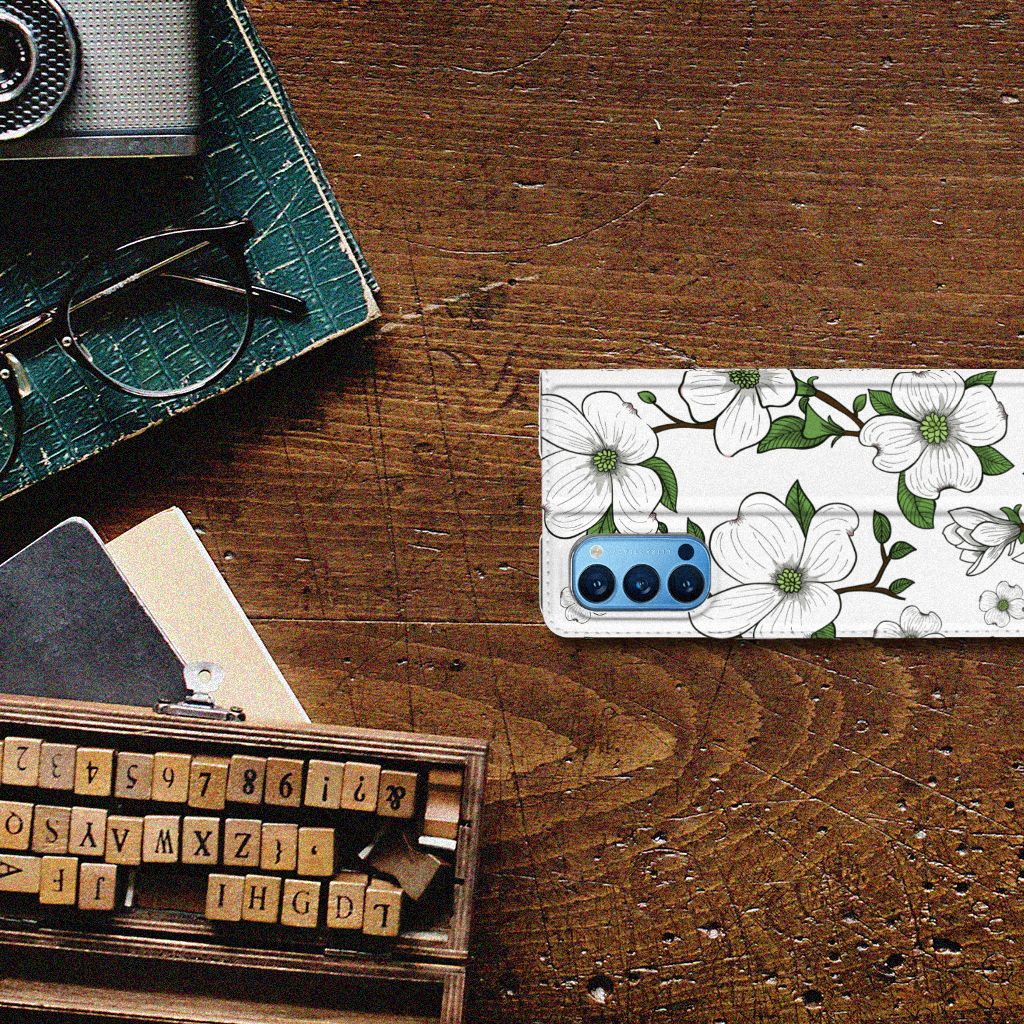OPPO Reno4 Pro 5G Smart Cover Dogwood Flowers - B2C Telecom