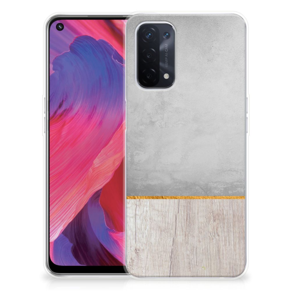 OPPO A93 5G Bumper Hoesje Wood Concrete B2C Telecom