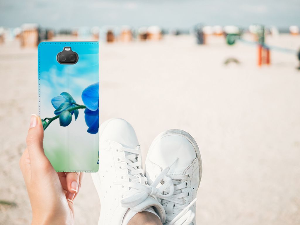 Sony Xperia 10 Smart Cover Orchidee Blauw - Cadeau voor je Moeder