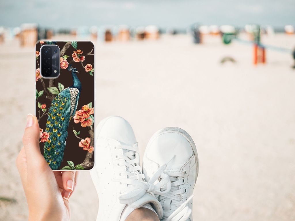 OPPO A93 5G TPU Hoesje Pauw met Bloemen B2C Telecom