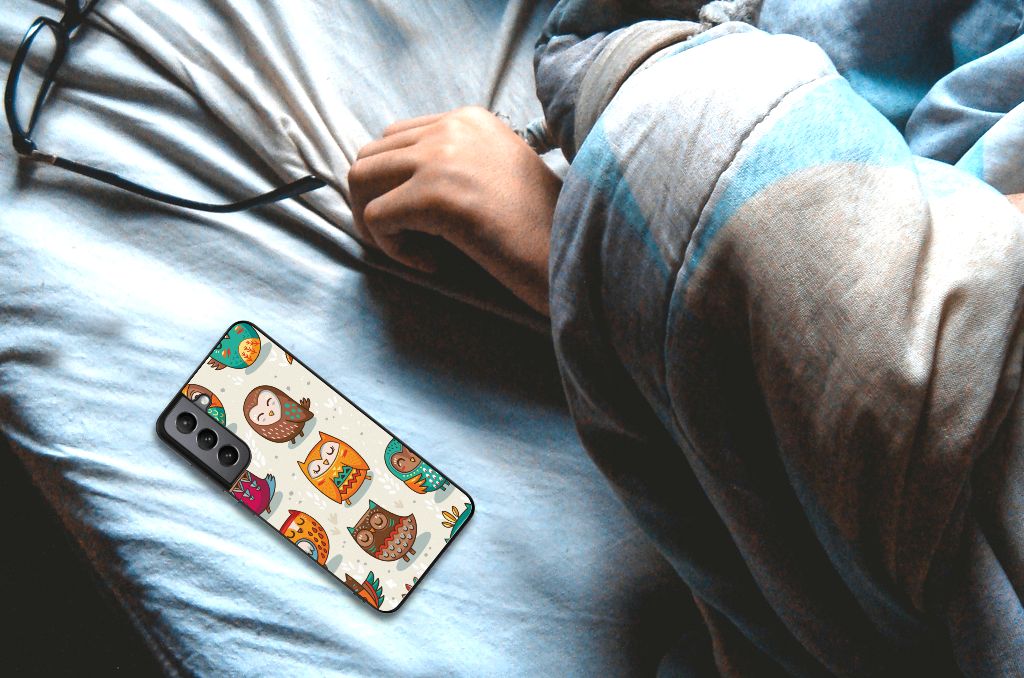 Samsung Galaxy S21FE Dierenprint Telefoonhoesje Vrolijke Uilen B2C Telecom