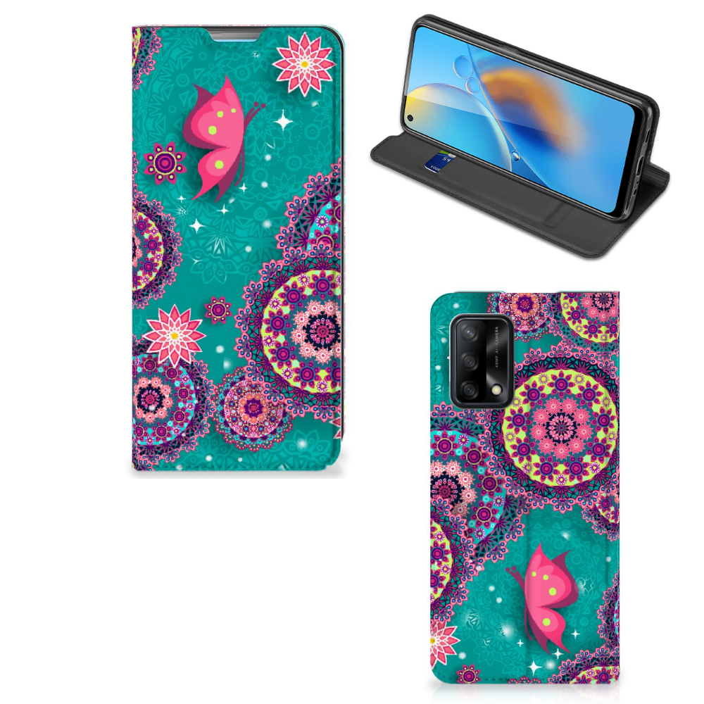 OPPO A74 4G Bookcase Cirkels en Vlinders - B2C Telecom