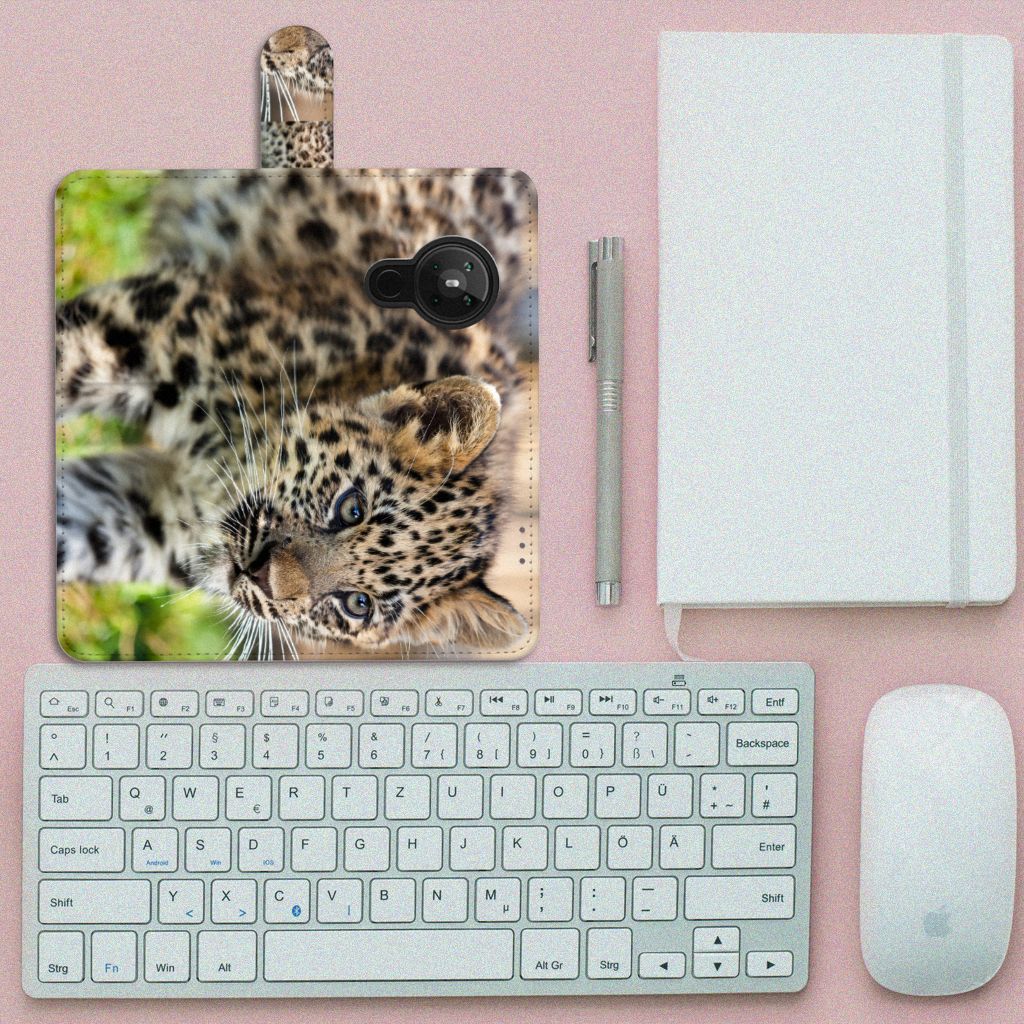 Nokia 5.3 Telefoonhoesje met Pasjes Baby Luipaard