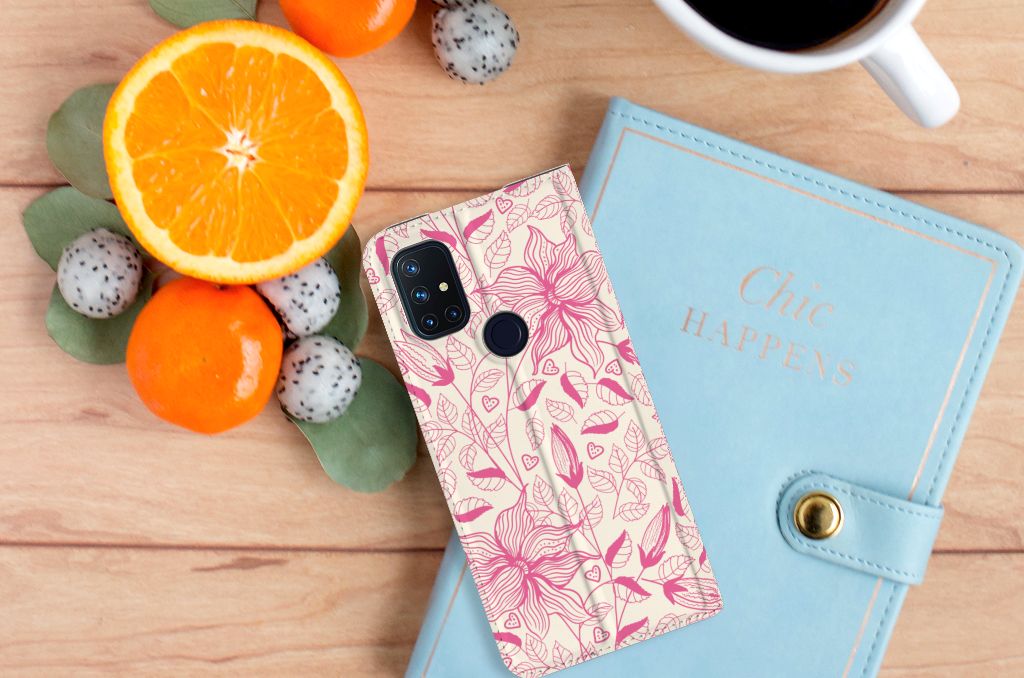 OnePlus Nord N10 5G Smart Cover Pink Flowers - B2C Telecom