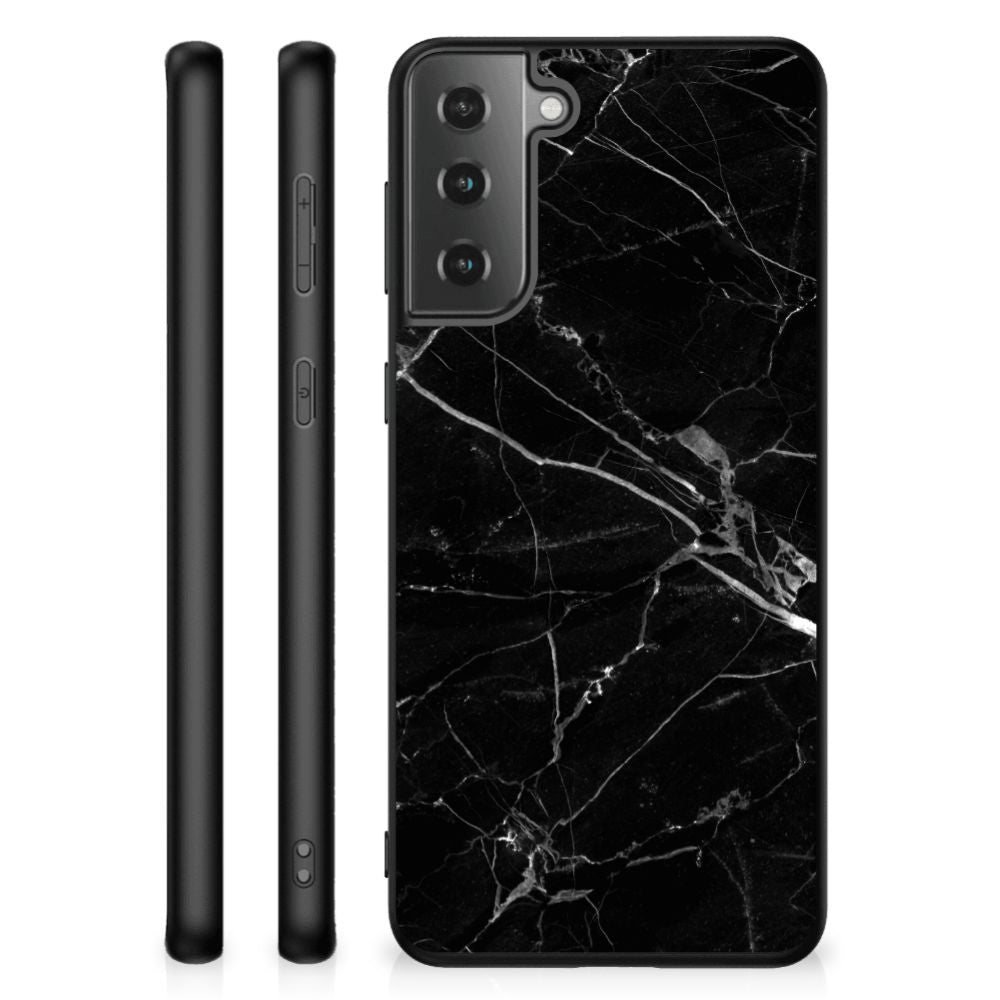 Samsung Galaxy S21 Plus Marmeren Print Telefoonhoesje Marmer Zwart - Origineel Cadeau Vader B2C Telecom