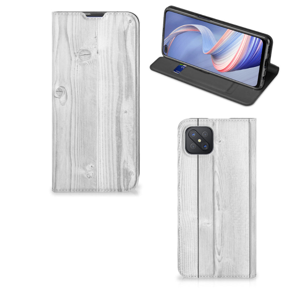 OPPO Reno4 Z 5G Book Wallet Case White Wood