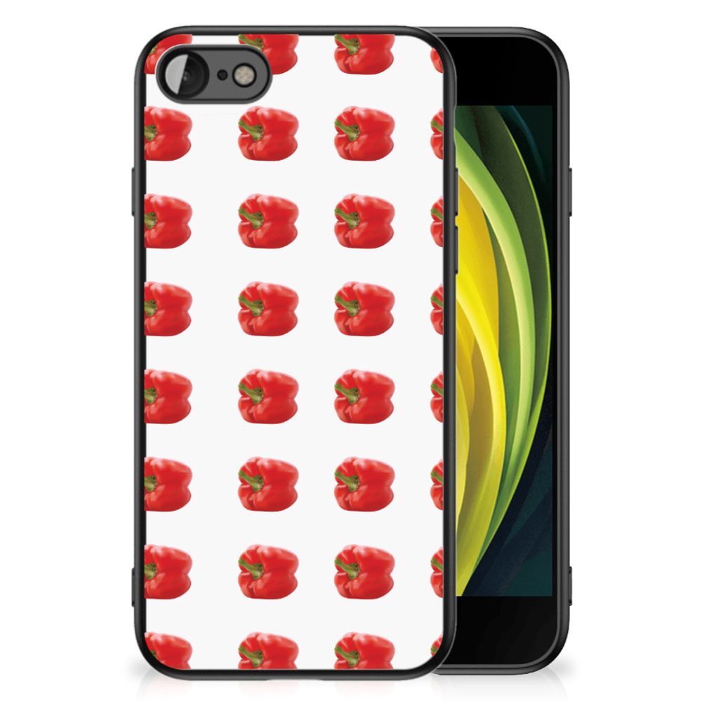 iPhone SE 2022 | SE 2020 | 7/8 Back Cover Hoesje Paprika Red design with paprika peppers pattern.