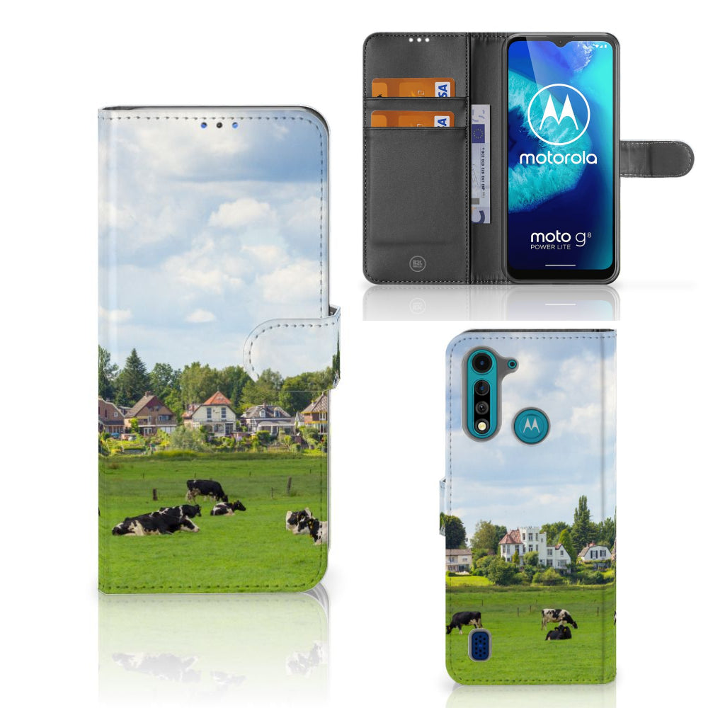 Motorola G8 Power Lite Telefoonhoesje met Pasjes Koeien