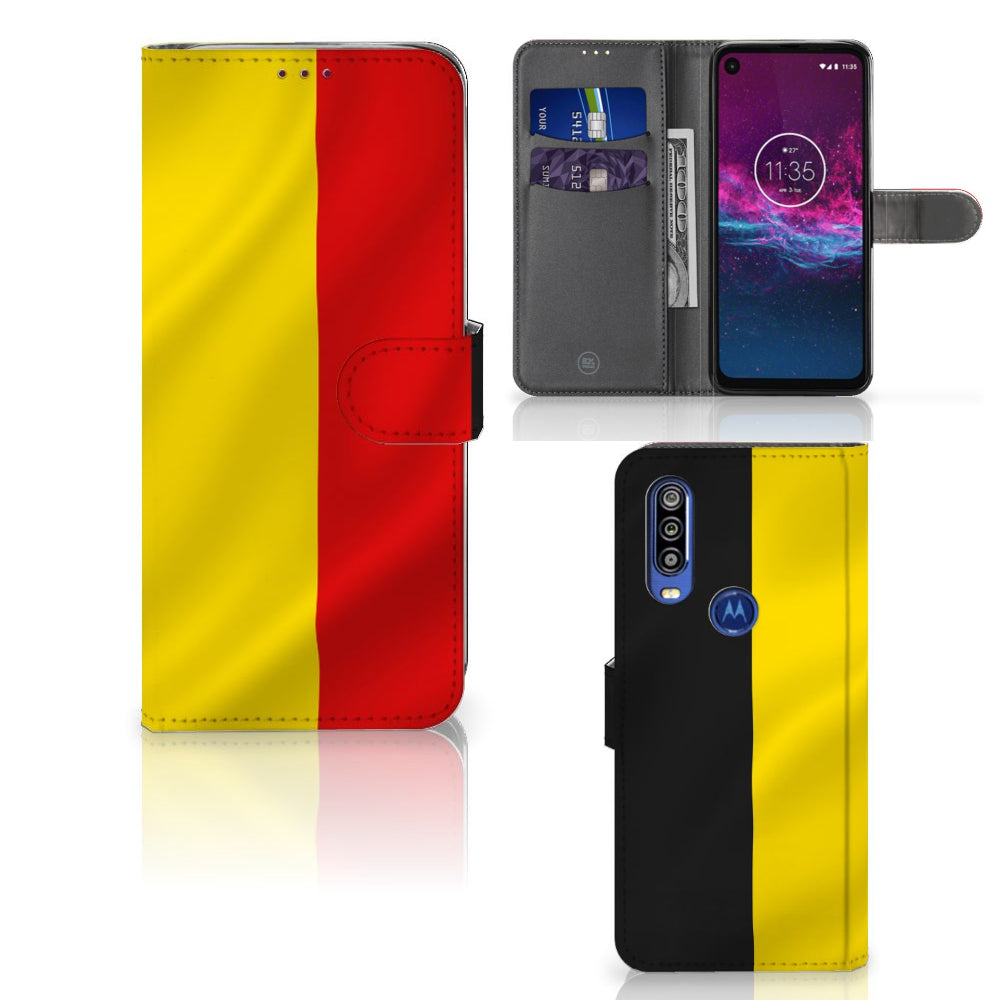 Motorola One Action Bookstyle Case Belgische Vlag