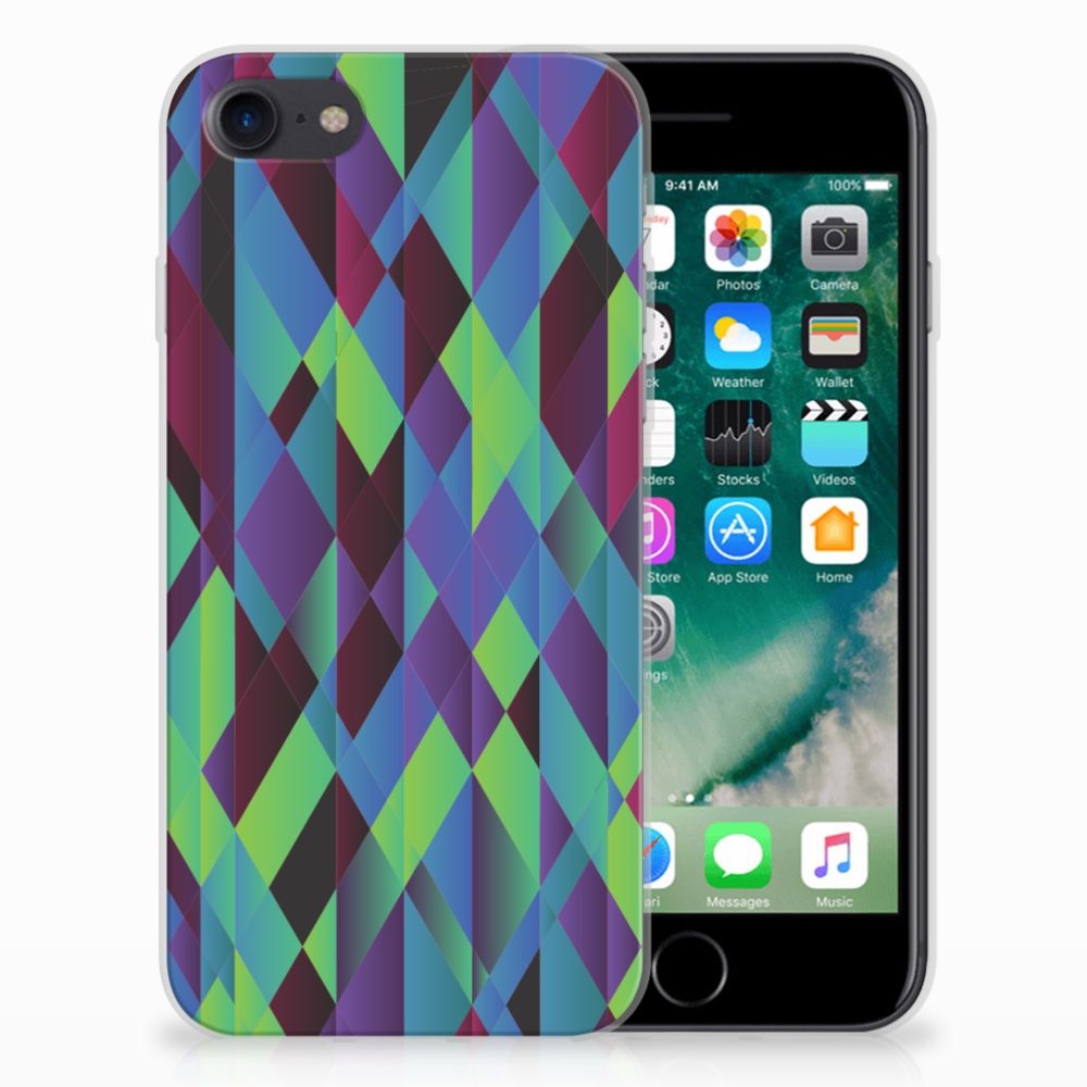 iPhone SE 2022 | SE 2020 | 8 | 7 TPU Hoesje Abstract Green Blue