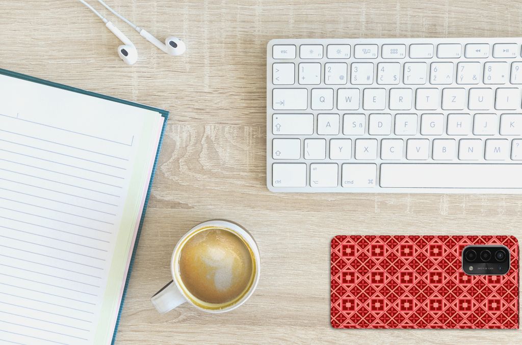 OPPO A54 5G | A74 5G | A93 5G Hoesje met Magneet Batik Rood - B2C Telecom