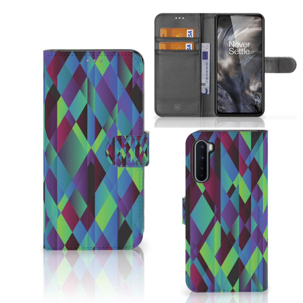 OnePlus Nord Book Case Abstract Green Blue