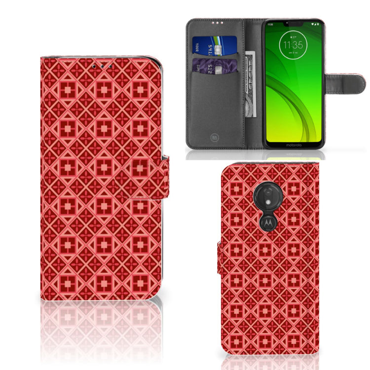Motorola Moto G7 Power Telefoon Hoesje Batik Rood