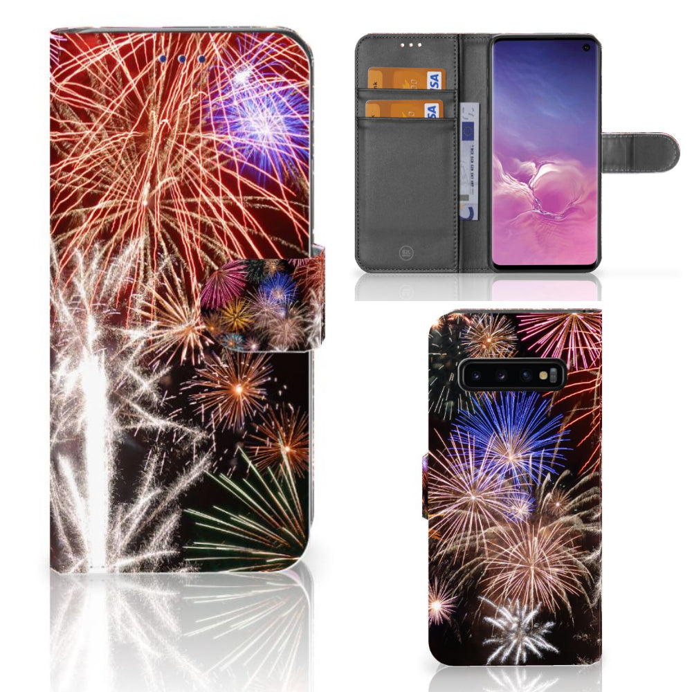 Samsung Galaxy S10 Wallet Case met Pasjes Vuurwerk