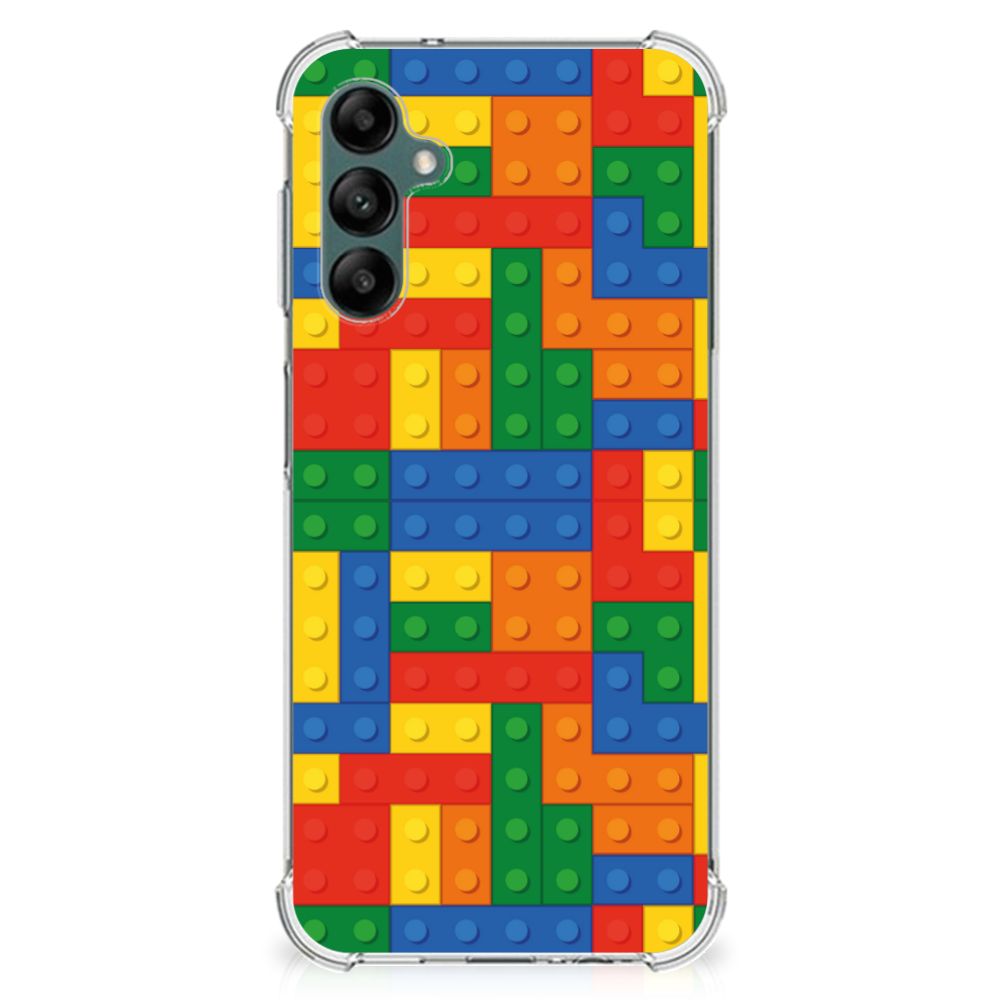 Samsung Galaxy A14 5G/4G Doorzichtige Silicone Hoesje Blokken met kleurrijk LEGO design.