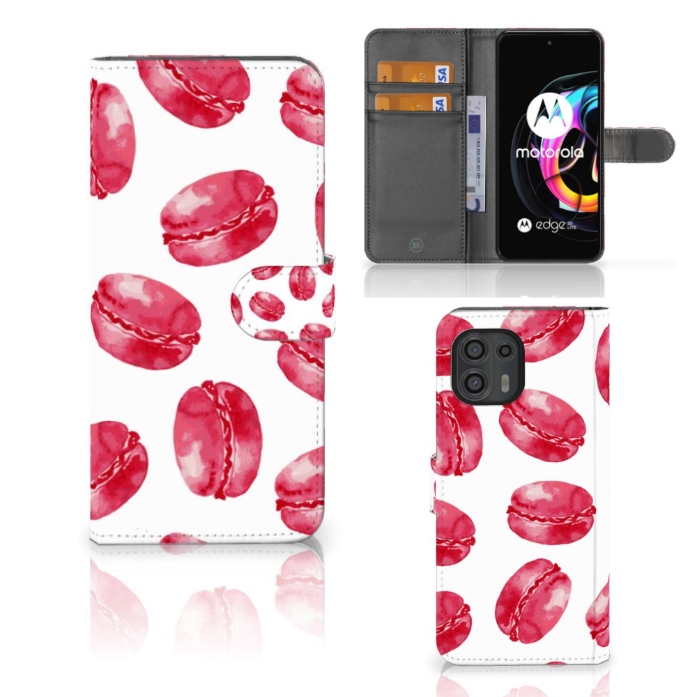 Motorola Edge 20 Lite Book Cover Pink Macarons