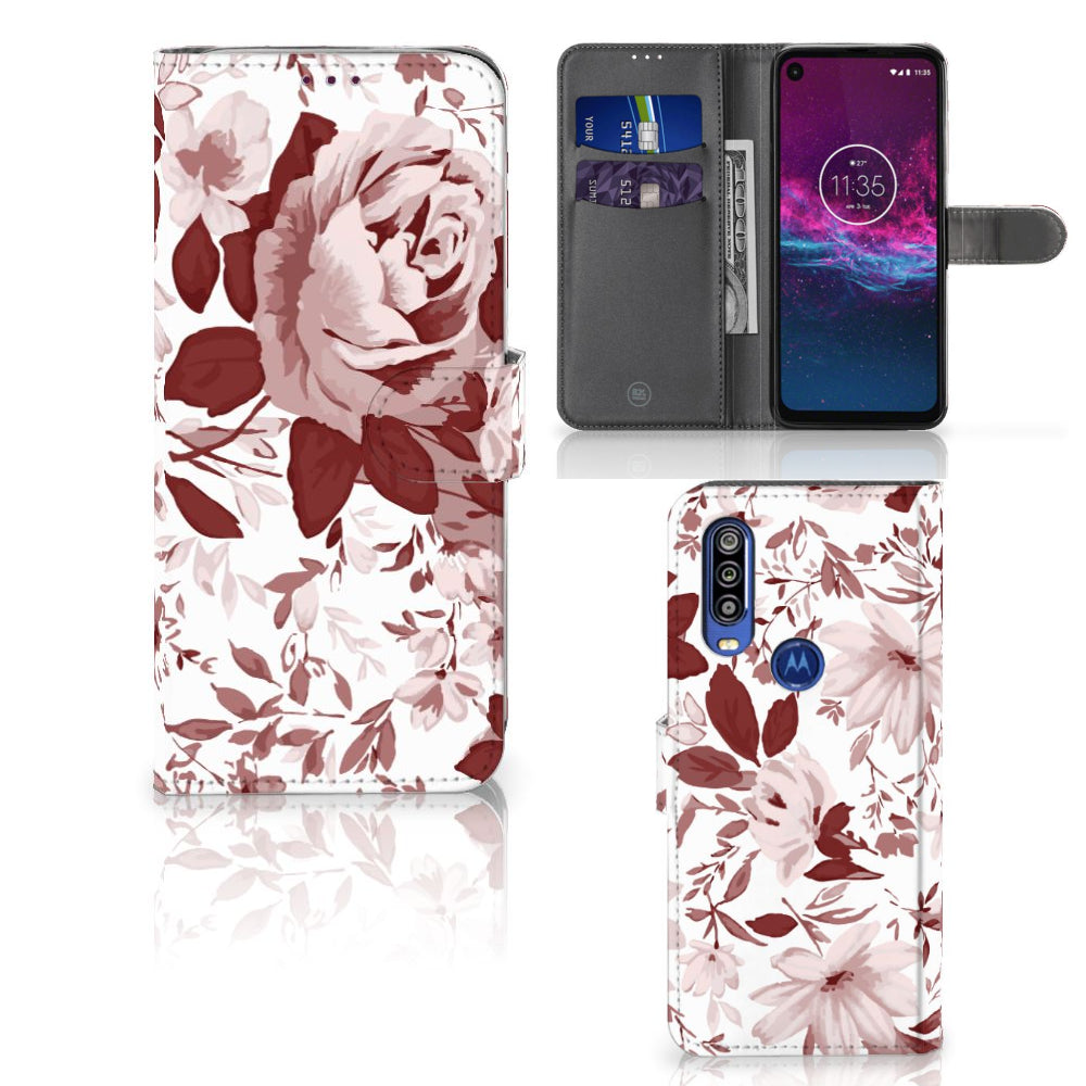 Hoesje Motorola One Action Watercolor Flowers