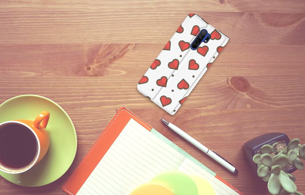 Xiaomi Redmi 9 Hoesje met Magneet Hearts - B2C Telecom