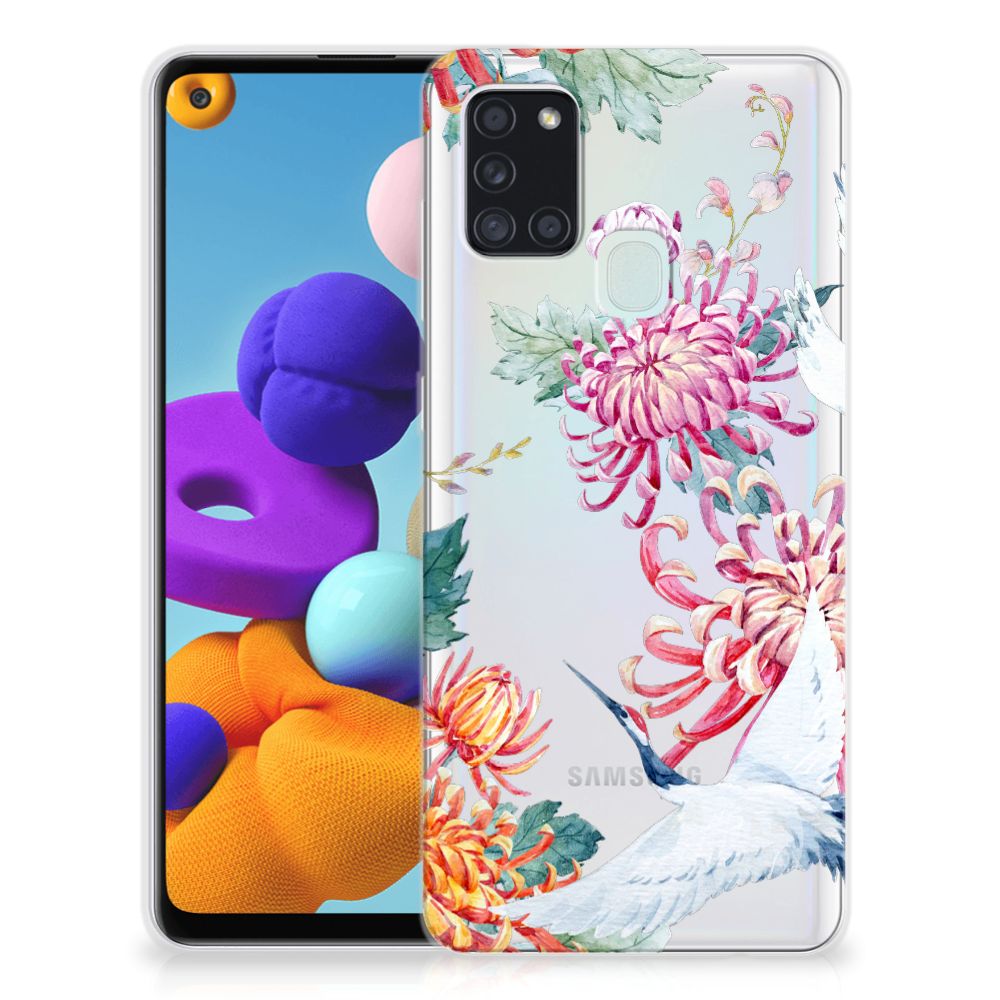 Samsung Galaxy A21s TPU Hoesje Bird Flowers B2C Telecom