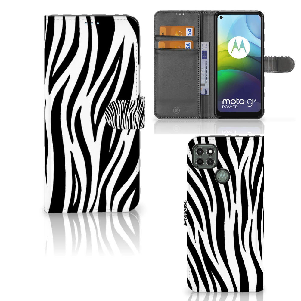 Motorola Moto G9 Power Telefoonhoesje met Pasjes Zebra