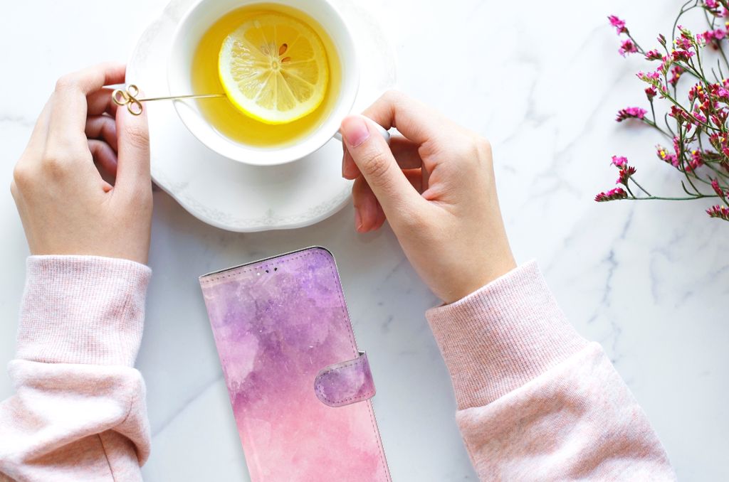 Hoesje Samsung Galaxy A12 Pink Purple Paint