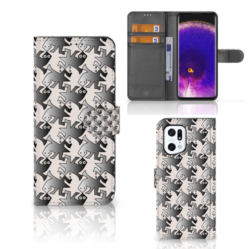 OPPO Find X5 Pro Telefoonhoesje met Pasjes Salamander Grey