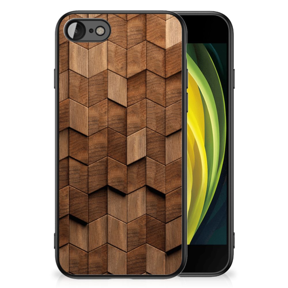 Houten Print Telefoonhoesje voor iPhone SE 2022 | SE 2020 | 7/8 Wooden Cubes met uniek houten design.