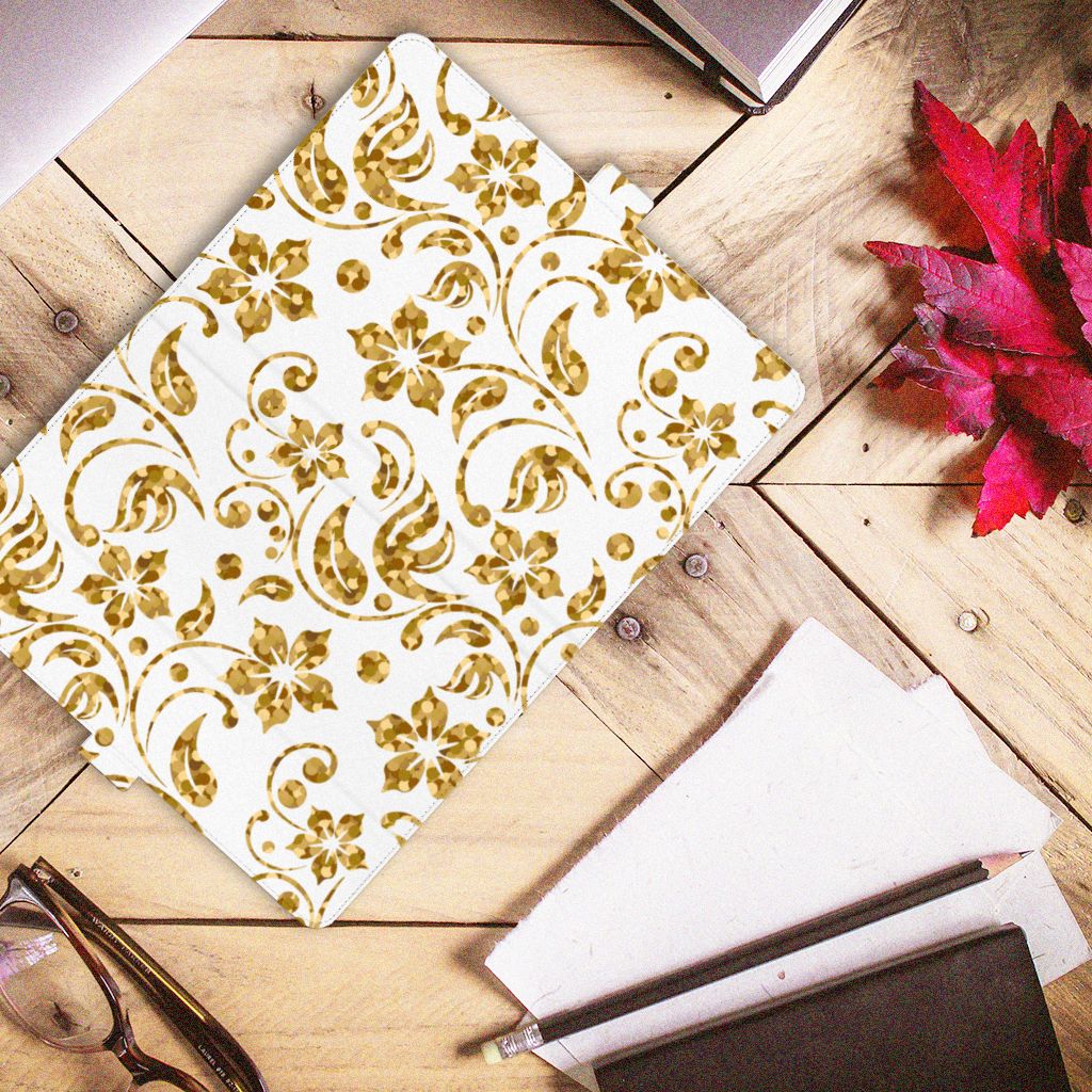 Lenovo Tab M10 Plus 3rd Gen 10.6 inch Tablet Cover Gouden Bloemen