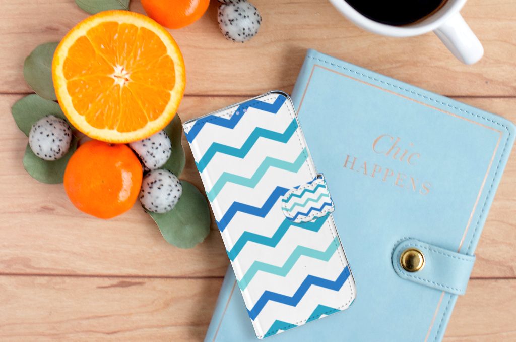 Samsung Galaxy A51 Telefoon Hoesje Zigzag Blauw