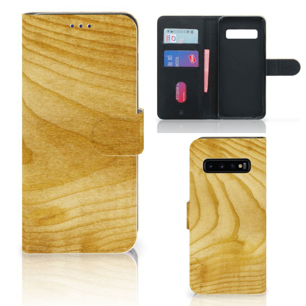 Samsung Galaxy S10 Book Style Case Licht Hout