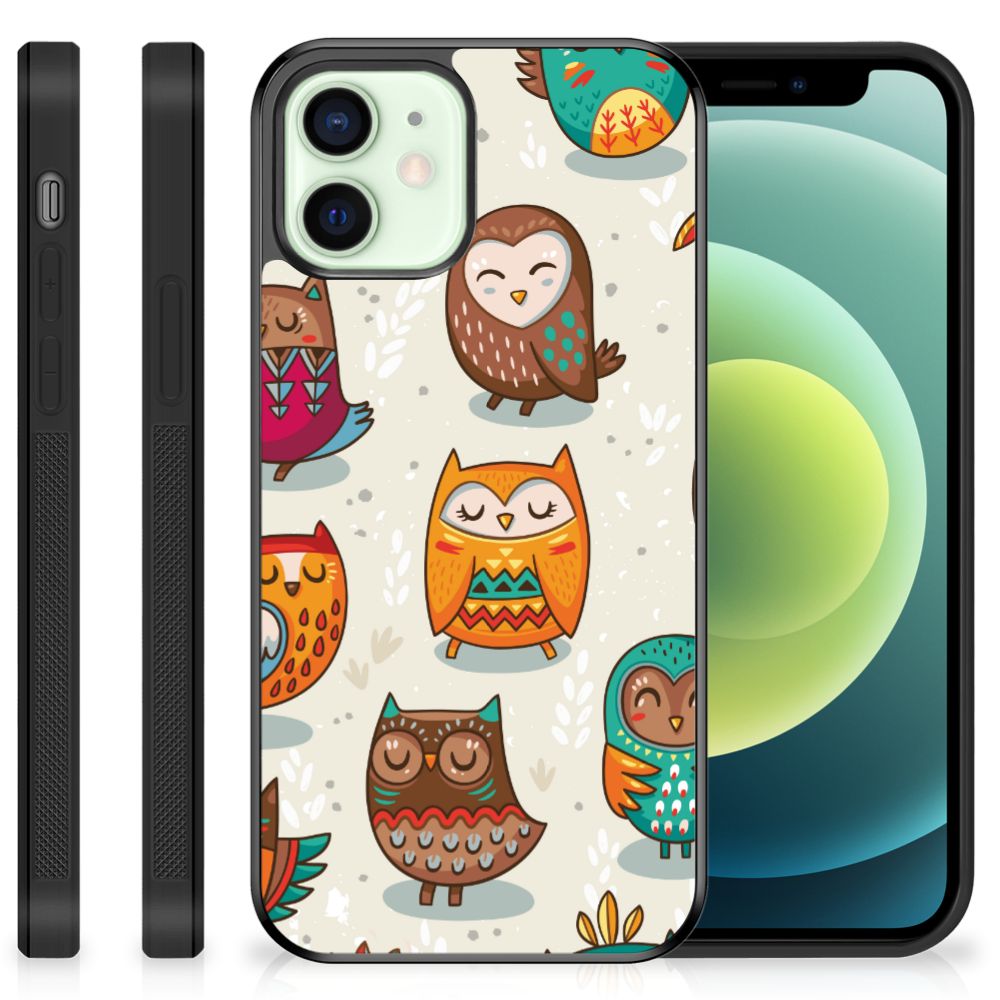 iPhone 12 Mini Back Cover Vrolijke Uilen