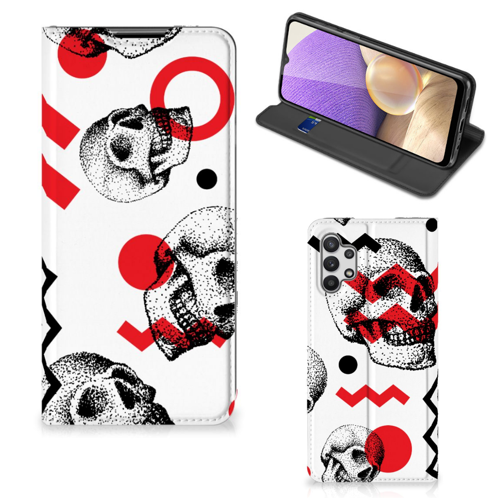 Mobiel BookCase Samsung Galaxy A32 5G Skull Red - B2C Telecom