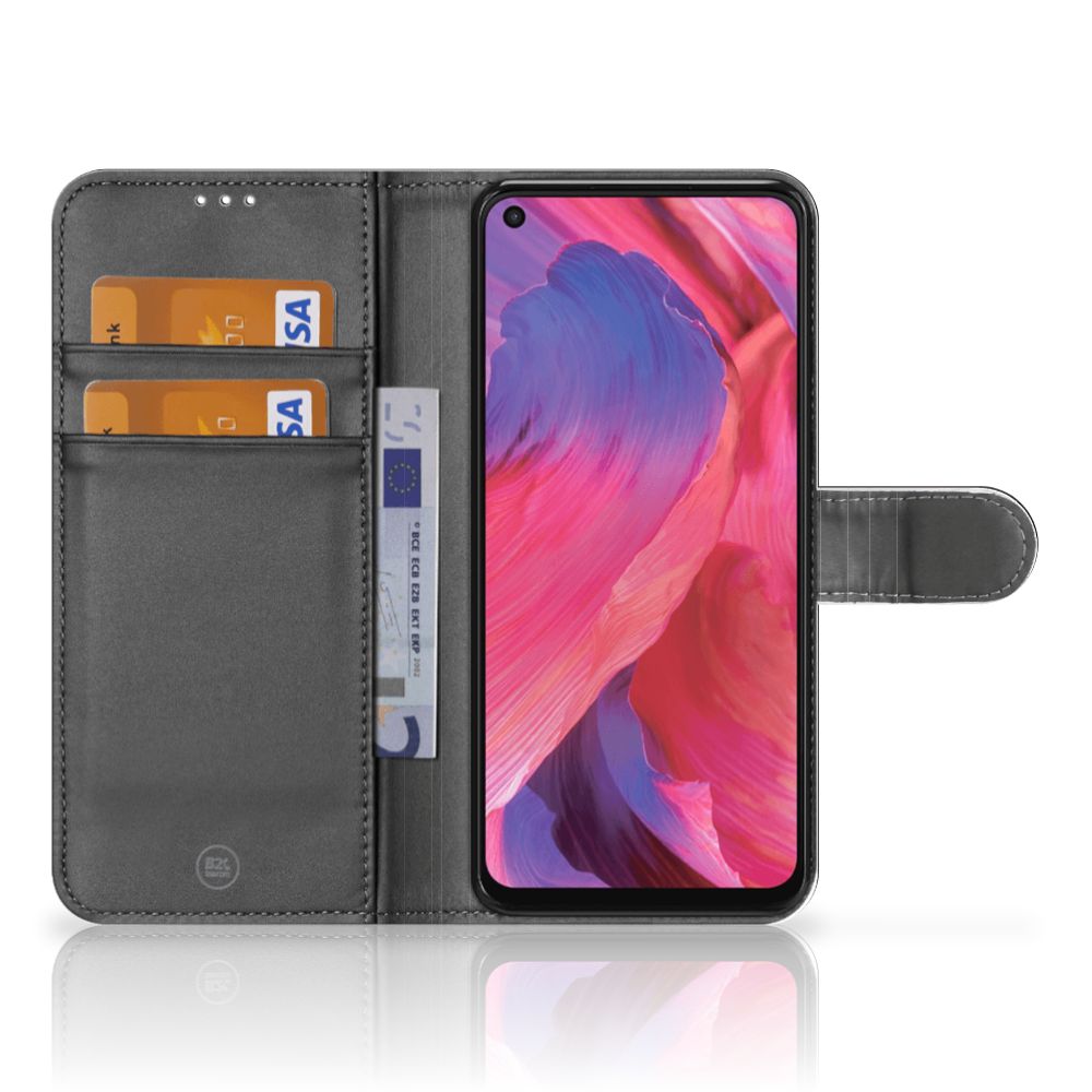 OPPO A54 5G | A74 5G | A93 5G Telefoon Hoesje Geruit Rood met zichtbare pasjes en kleurrijk scherm