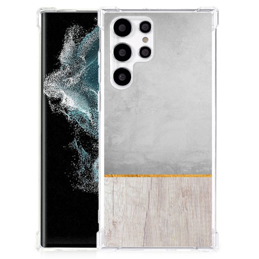 Samsung Galaxy S22 Ultra Stevig Telefoonhoesje Wood Concrete B2C Telecom