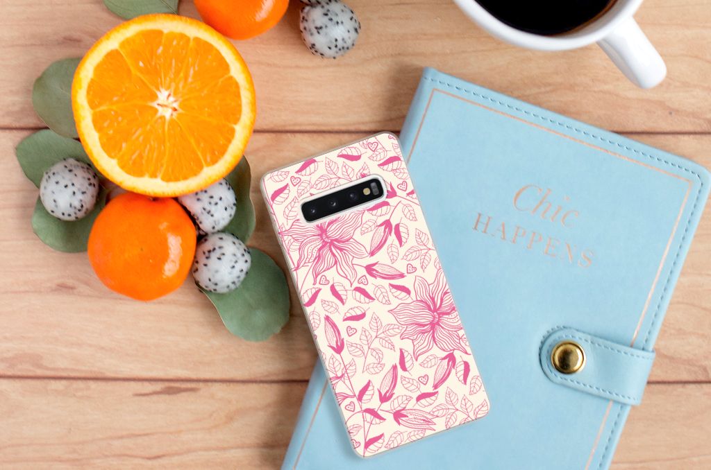 Samsung Galaxy S10 Plus TPU Case Pink Flowers