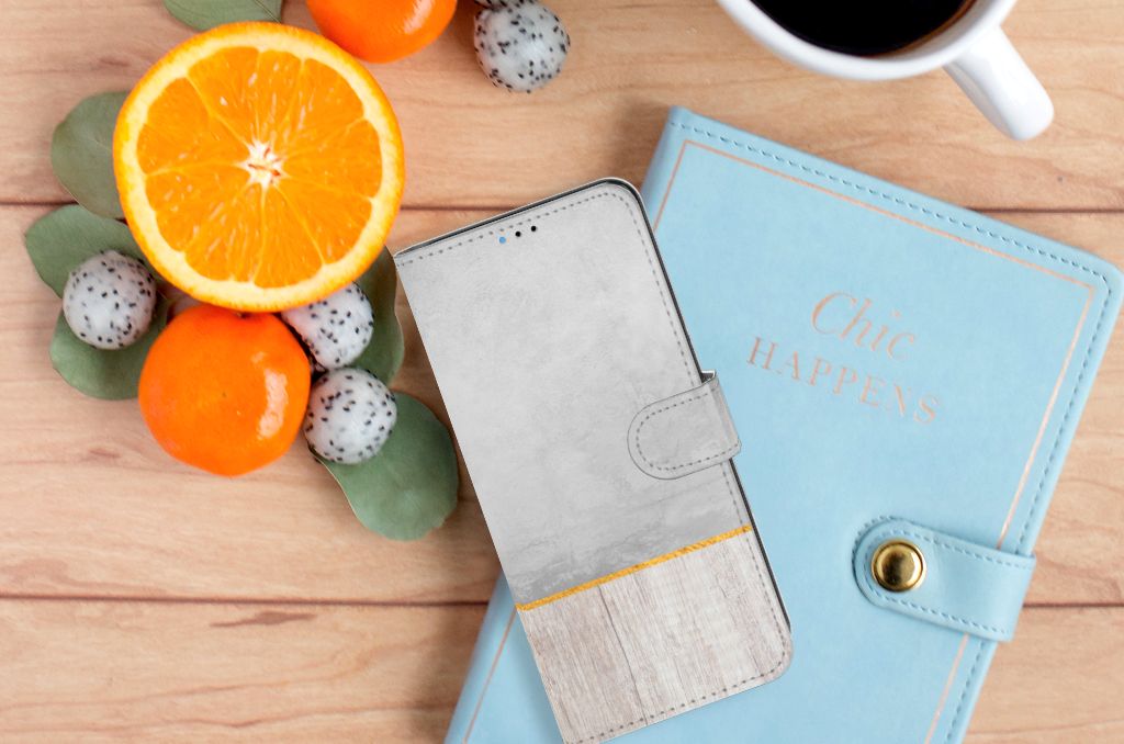 Motorola Moto E20 | E30 | E40 Book Style Case Wood Concrete