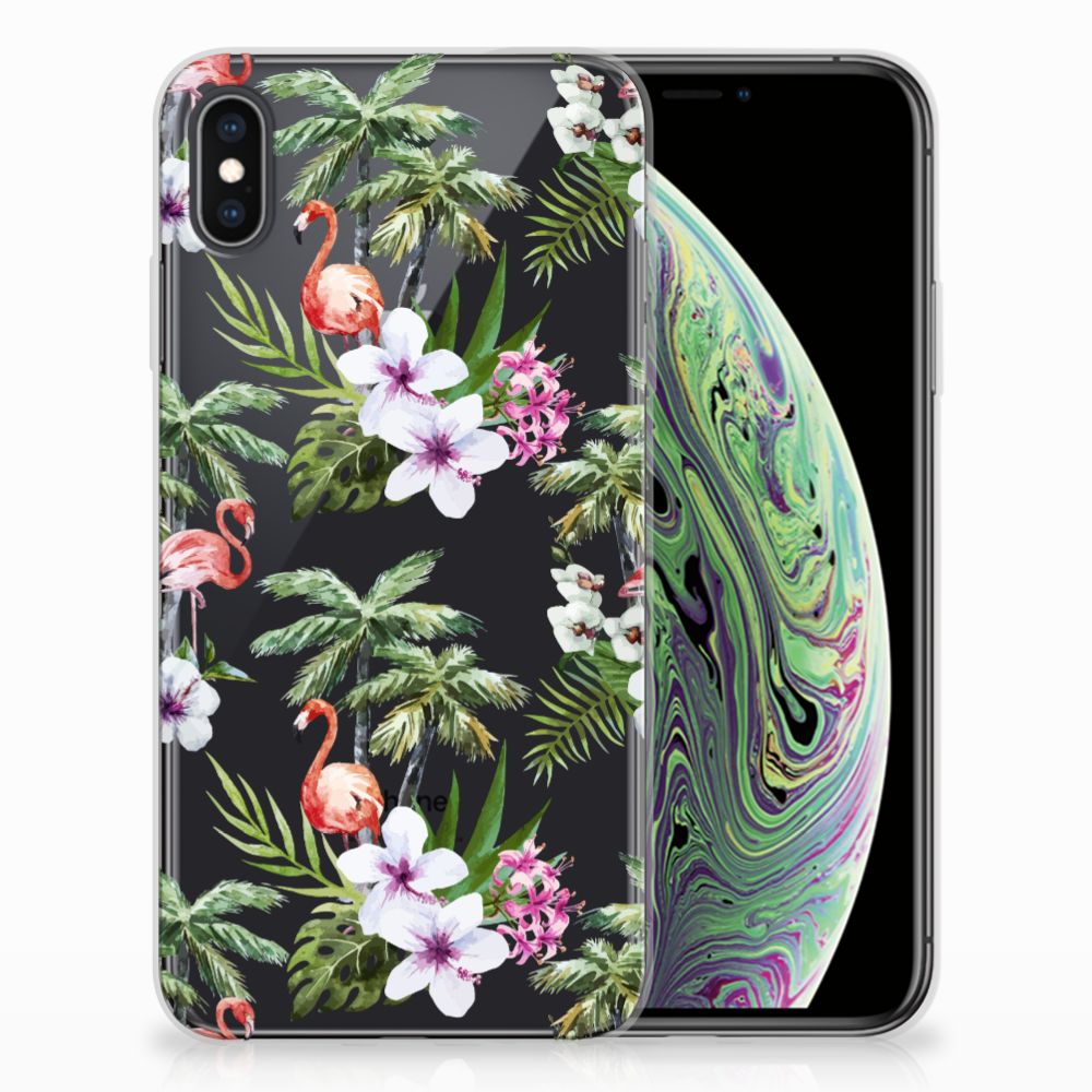 Apple iPhone Xs Max TPU Hoesje Flamingo Palms