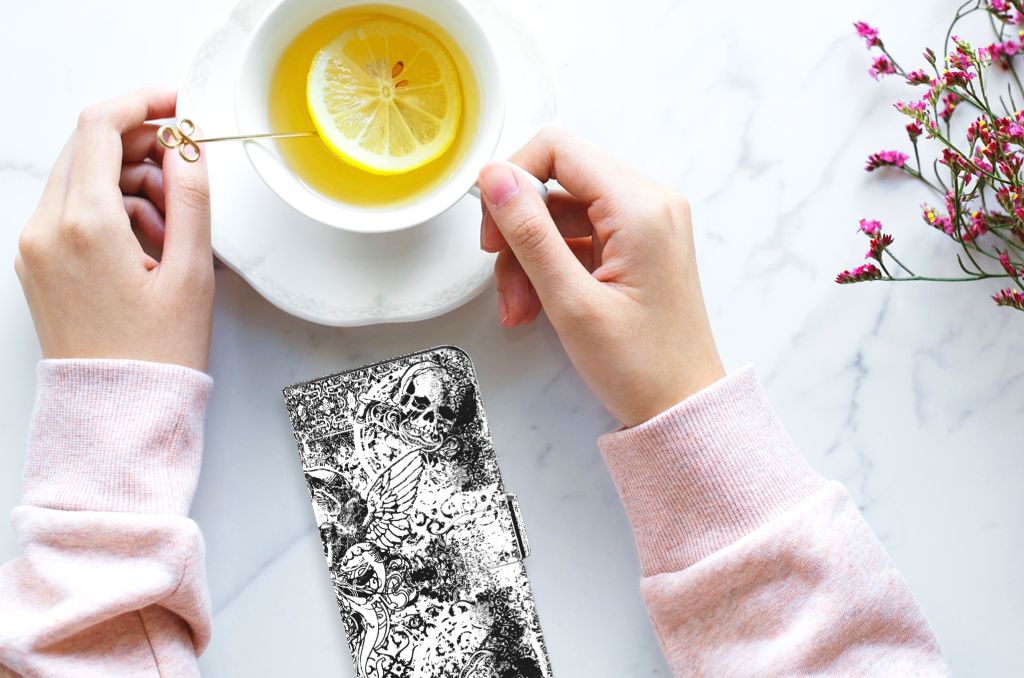 Telefoonhoesje met Naam Samsung Galaxy A23 Skulls Angel