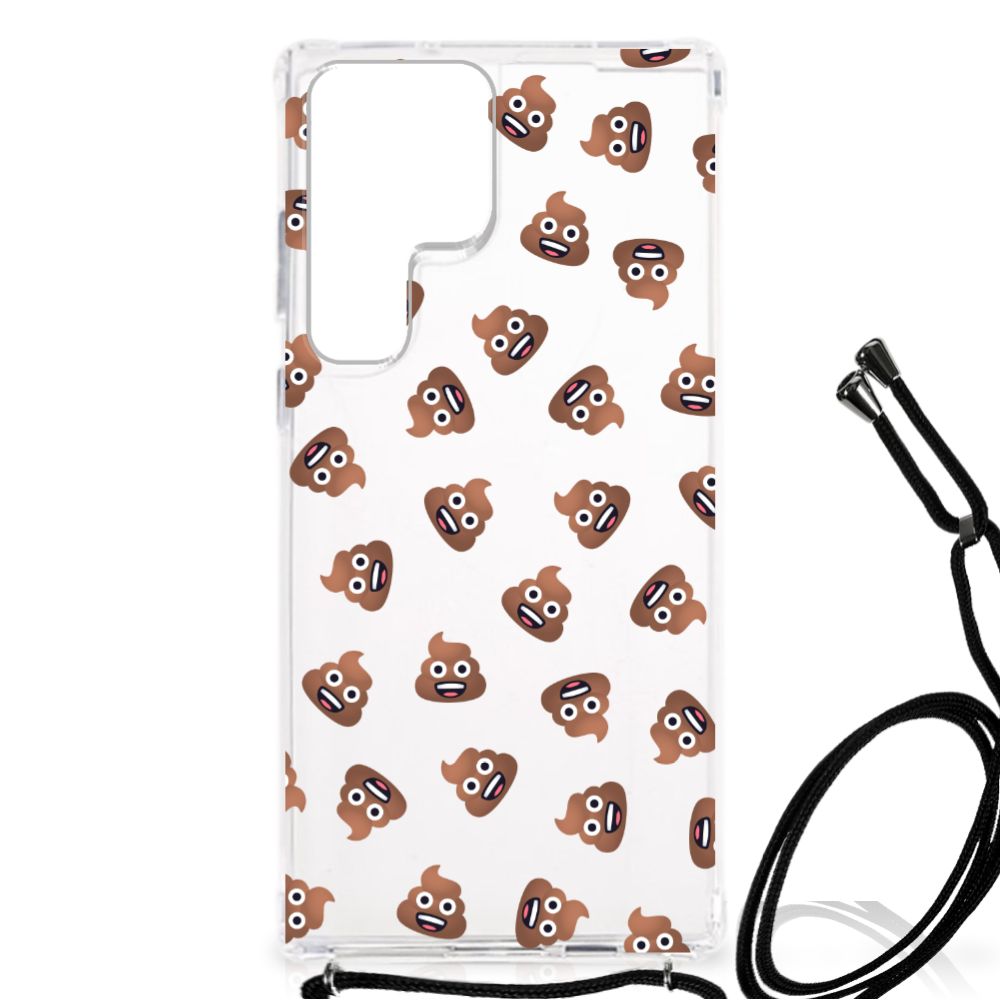 Doorzichtige Silicone Hoesje voor Samsung Galaxy S23 Ultra Poep Emojis B2C Telecom