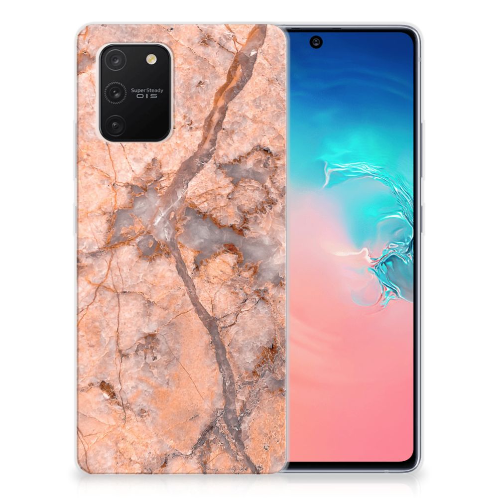 Samsung Galaxy S10 Lite TPU Siliconen Hoesje Marmer Oranje