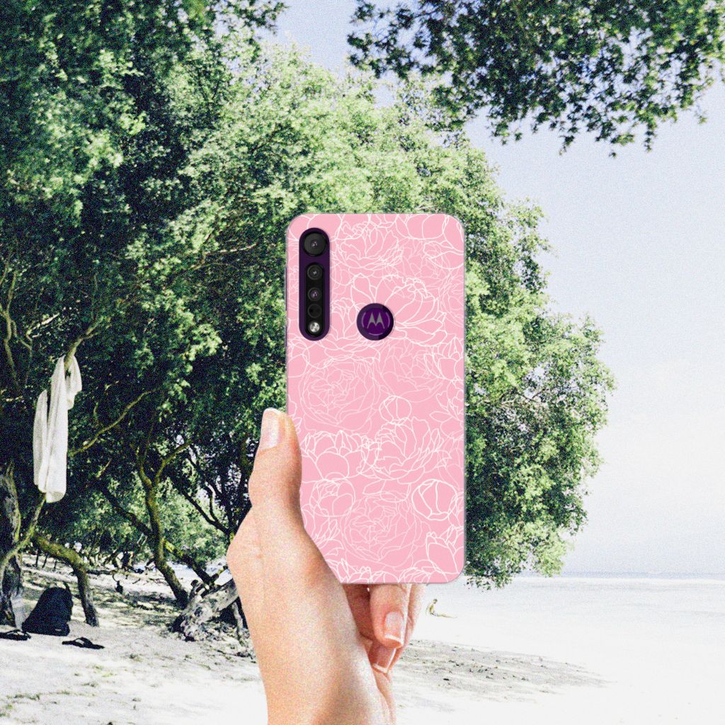 Motorola One Macro TPU Case White Flowers B2C Telecom