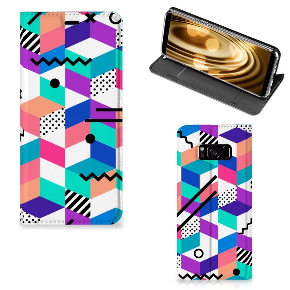 Samsung Galaxy S8 Stand Case Blokken Kleurrijk