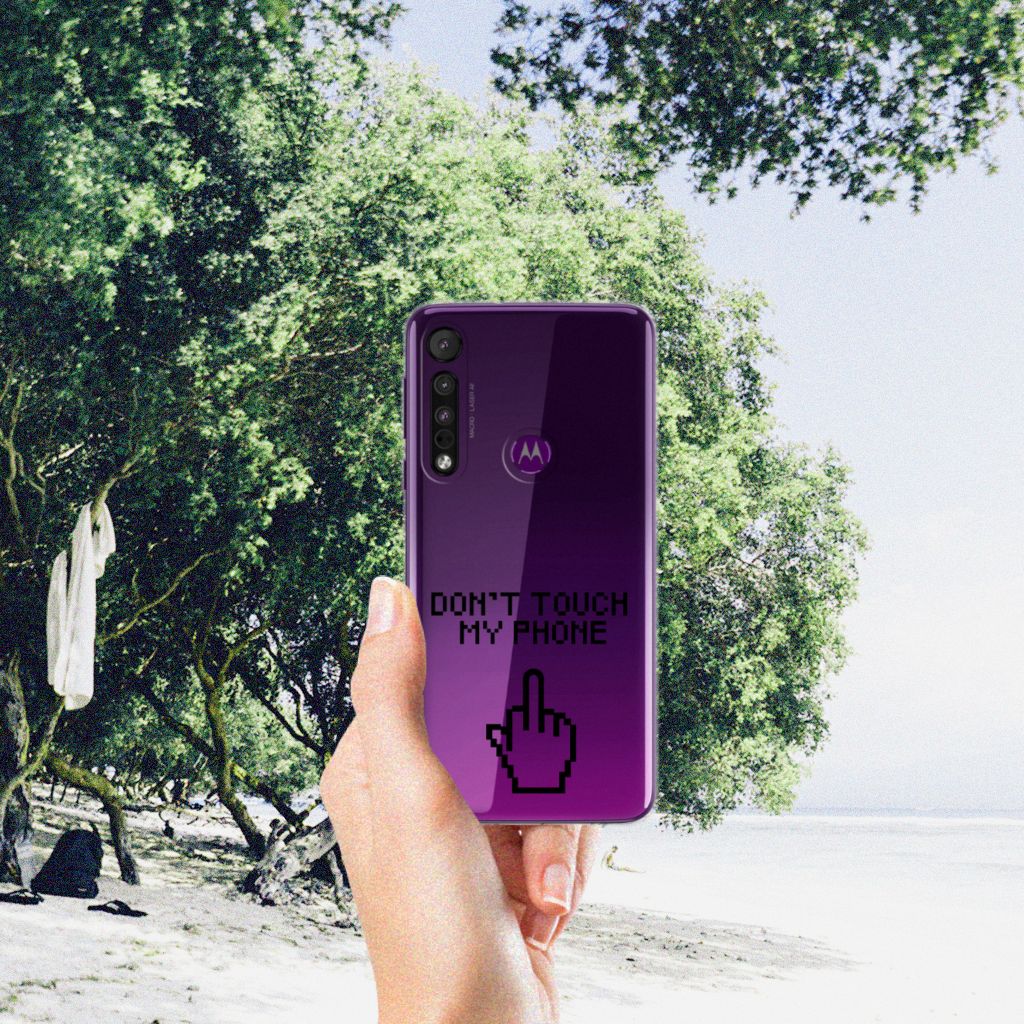 Motorola One Macro Silicone-hoesje Finger Don't Touch My Phone B2C Telecom
