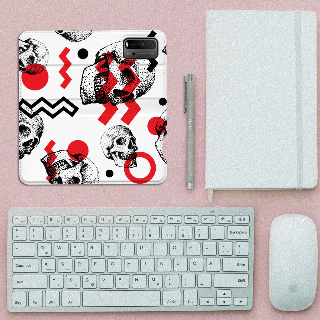 Mobiel BookCase Xiaomi Poco M3 | Redmi 9T Skull Red - B2C Telecom