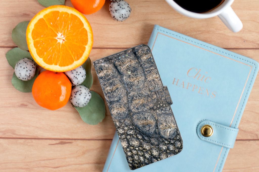 Samsung Galaxy A52 Telefoonhoesje met Pasjes Krokodillenprint