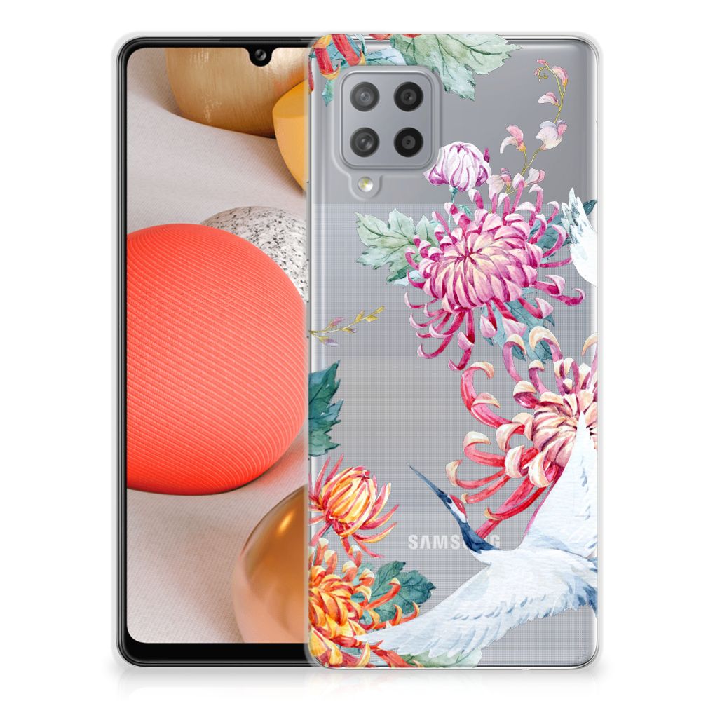 Samsung Galaxy A42 TPU Hoesje Bird Flowers