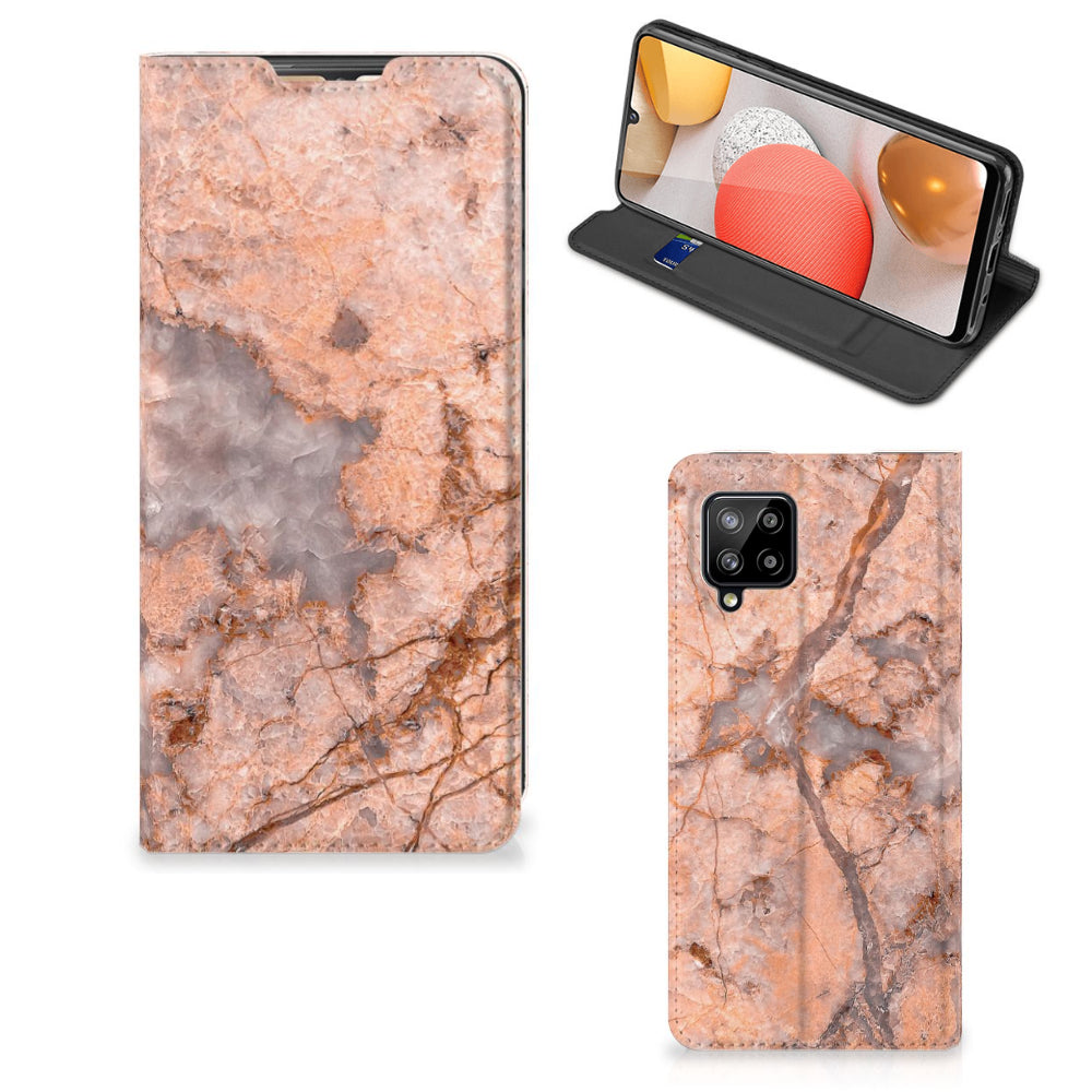 Samsung Galaxy A42 Standcase Marmer Oranje