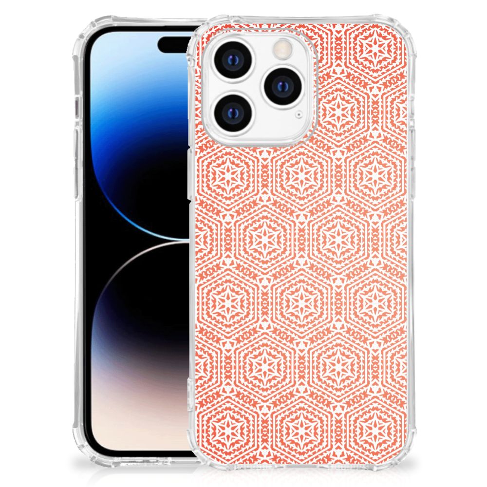 Apple iPhone 14 Pro Max Doorzichtige Silicone Hoesje Pattern Orange B2C Telecom