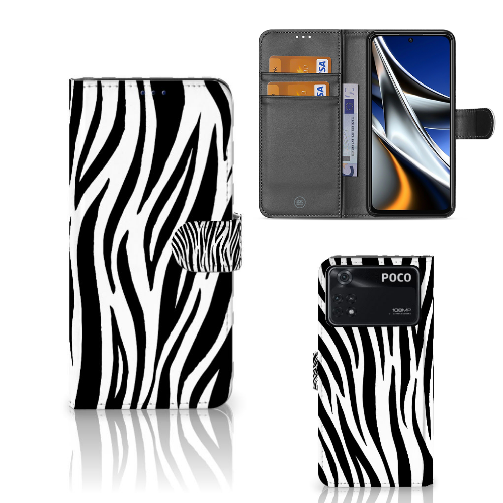 Xiaomi Poco X4 Pro 5G Telefoonhoesje met Pasjes Zebra