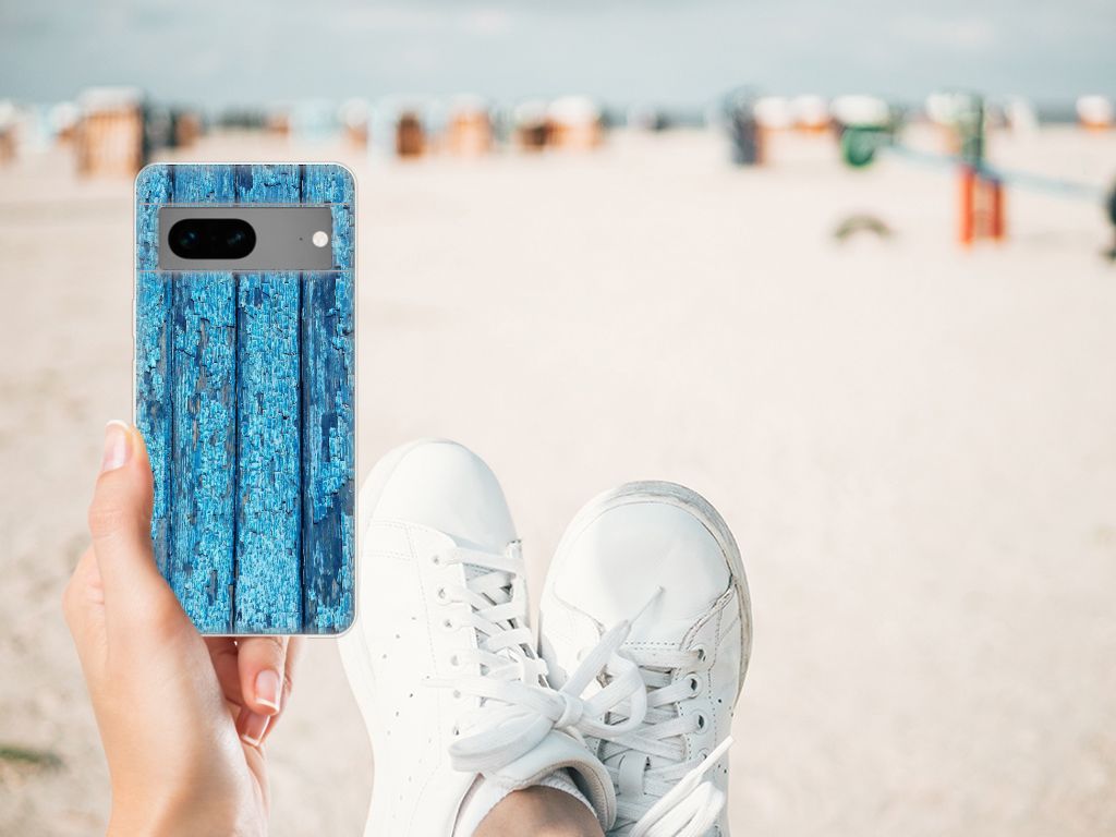 Google Pixel 7 Bumper Hoesje Wood Blue B2C Telecom